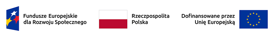 Logo Fundusze Europejskie dla Rozwoju Społecznego, Flaga Polski, Logo Dofinansowane przez Unię Europejską